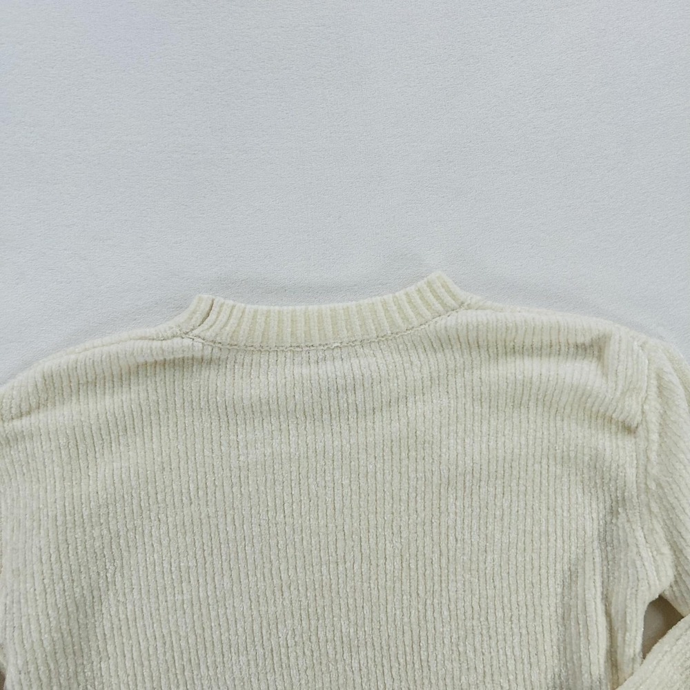 Christian Siriano Sweater Womens Small White Ribbed Knit Crewneck Pullover Soft - Picture 12 of 16